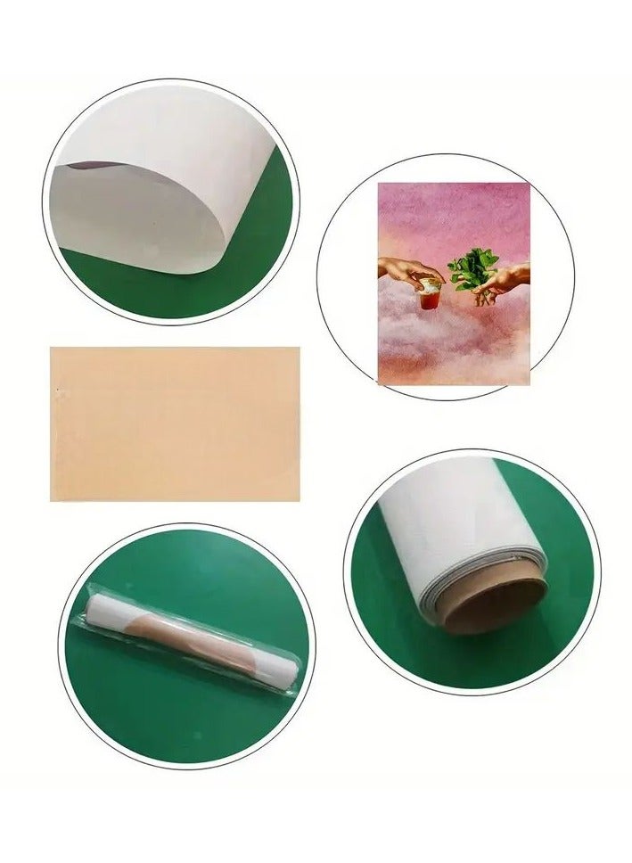 A modern, beautiful, elegant, watercolor canvas wall art. A sophisticated, soft, unrealistic, and imaginative image of a teacup, cup, or teapot in one hand, and the other giving a bundle of mint from above the clouds. A bright and relaxing painting. The painting without any frame is considered an elegant decorative element for the home or even in the hotel corridors, bedroom, guest room, meeting room, Bedouin tent, office, popular cafe, old traditional restaurants, hospital corridors, in the kitchen, next to the coffee corner, or an ideal artistic gift for special people. It can be given to a person in the old mud house council, or to an elderly man or woman, or in Ramadan. You can add a wooden frame to it, or you can even hang the painting with clips without any frame. Its size is 30*40 cm without a frame  - Image 4