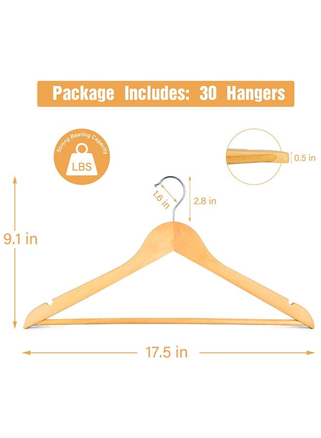 Arabest Wooden Hangers 30 Pack - Suit Hangers with 360-Degree Rotatable Hook - Smooth Natural Finish & Durable Wooden Coat Hangers - Heavy Duty Hangers for Clothes,Jacket,Shirt,Tank Top, Dress - Natural - Image 2
