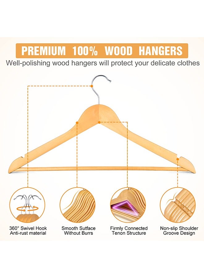 Arabest Wooden Hangers 30 Pack - Suit Hangers with 360-Degree Rotatable Hook - Smooth Natural Finish & Durable Wooden Coat Hangers - Heavy Duty Hangers for Clothes,Jacket,Shirt,Tank Top, Dress - Natural - Image 3
