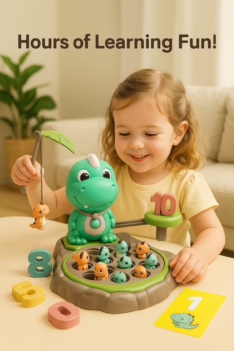 4-in-1 Learning Toy for Kids – Educational Dinosaur Game with Magnetic Fishing, Number Blocks, Balance Scale & Math Cards – Fun Counting and Early Math Toy to Build Cognitive Skills for Boys and Girls Ages 3–7 - Image 2