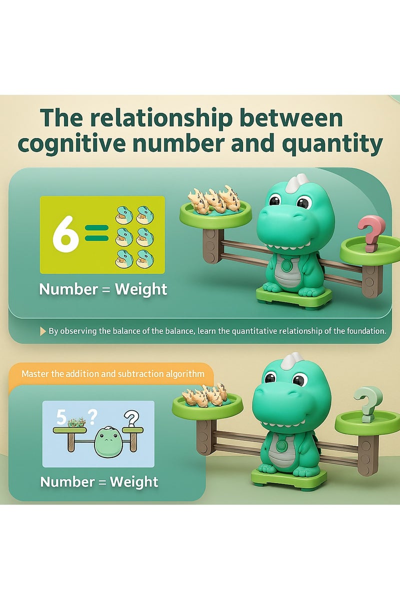 4-in-1 Learning Toy for Kids – Educational Dinosaur Game with Magnetic Fishing, Number Blocks, Balance Scale & Math Cards – Fun Counting and Early Math Toy to Build Cognitive Skills for Boys and Girls Ages 3–7 - Image 4