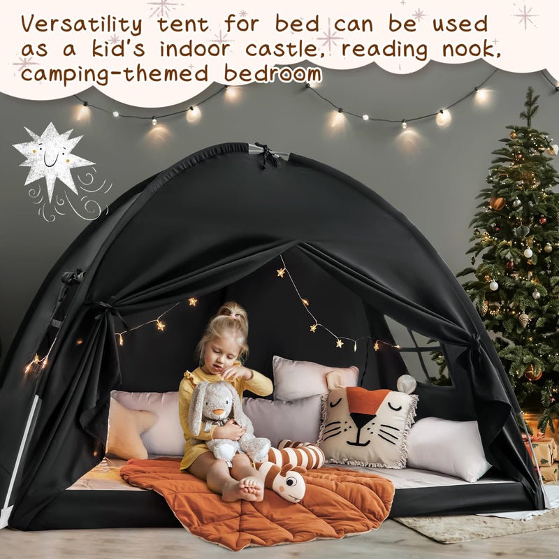 Sherilyn Twin Size Bed Canopy Toddler, Kids Bed Tents Indoor Dream Tent on Bunk Bed Privacy Space Blackout Sleeping Tents Portable Drafty Floor Playhouse for Boys Girl Birthday, House Gift, Black - Image 5