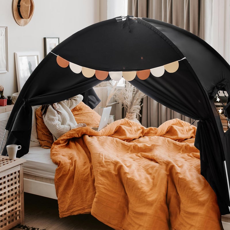 Sherilyn Twin Size Bed Canopy Toddler, Kids Bed Tents Indoor Dream Tent on Bunk Bed Privacy Space Blackout Sleeping Tents Portable Drafty Floor Playhouse for Boys Girl Birthday, House Gift, Black - Image 3
