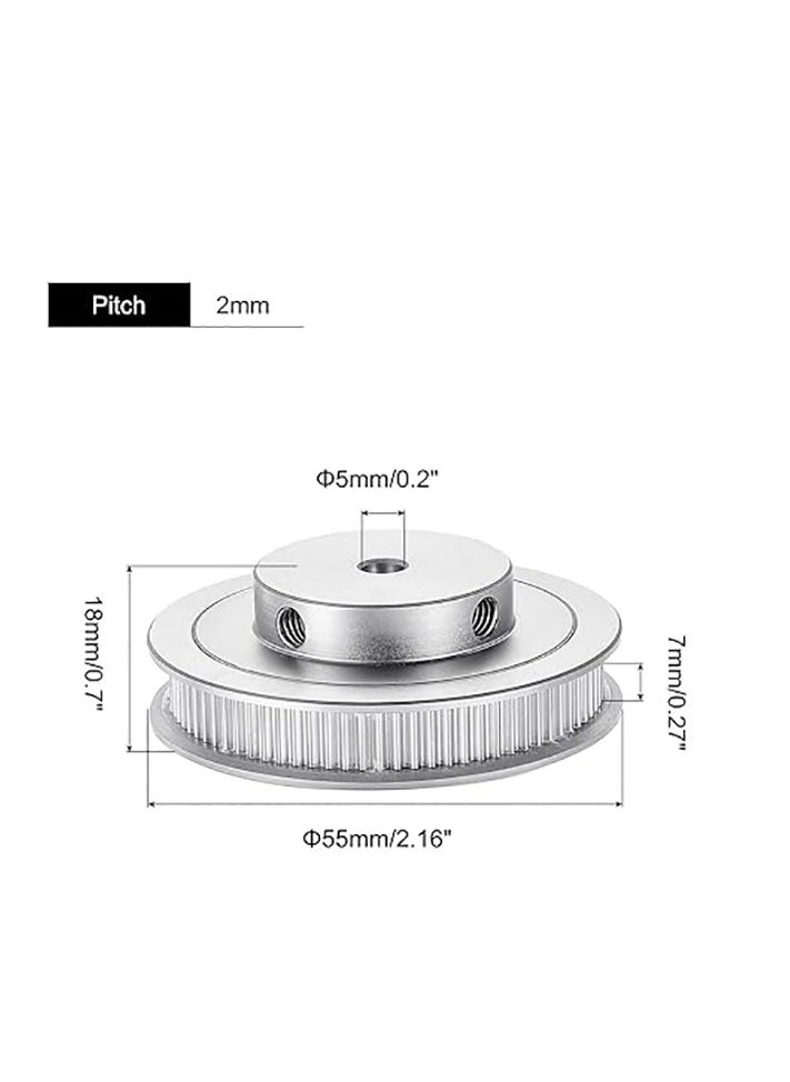 KASTWAVE - 80 Teeth 5mm Bore Timing Pulley, Aluminium Synchronous Wheel Silver with M5 Screw for 3D Printer Belt, CNC Machine - Image 1