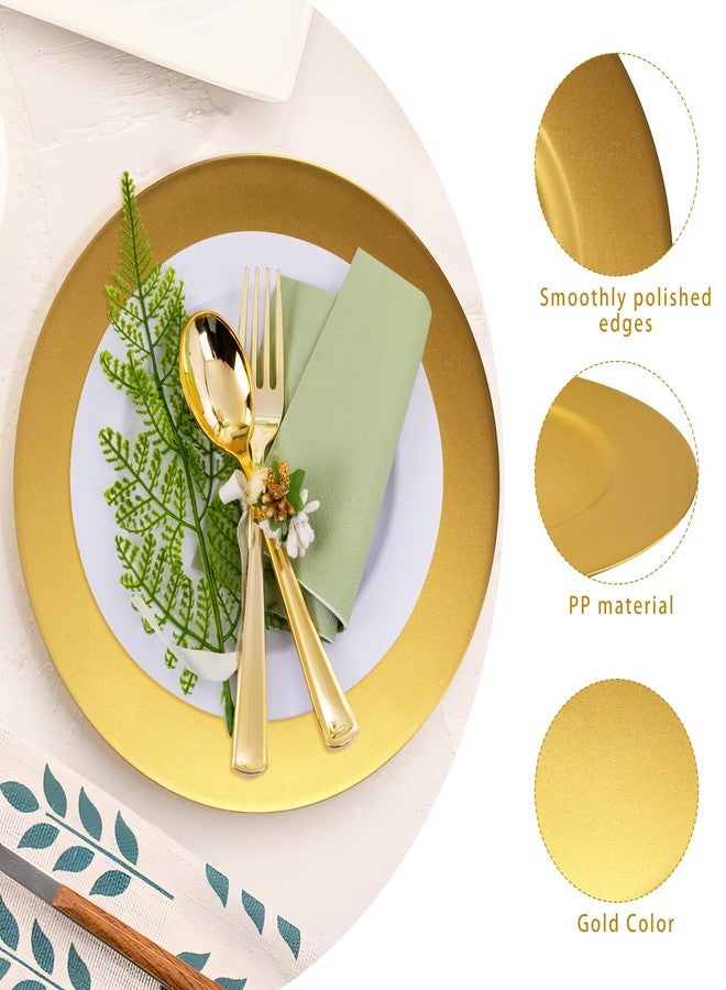 Cheardia 12 Pack Plastic Gold Charger Plates, 13 Inch Round Decorative Serving Dinner Charger Plate Bulk for Wedding, Catering, Parties, Restaurant, Home - Image 3