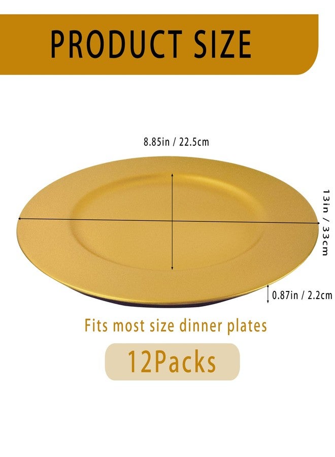 Cheardia 12 Pack Plastic Gold Charger Plates, 13 Inch Round Decorative Serving Dinner Charger Plate Bulk for Wedding, Catering, Parties, Restaurant, Home - Image 2