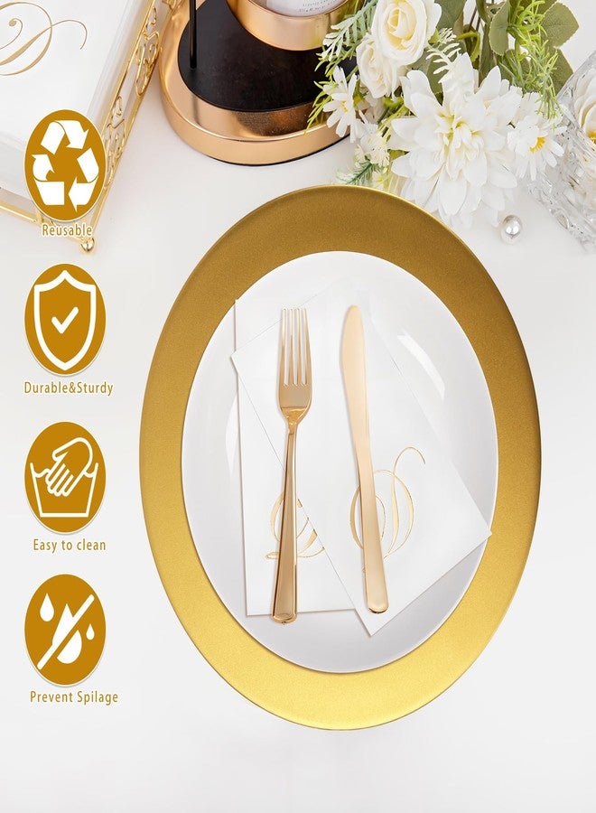 Cheardia 12 Pack Plastic Gold Charger Plates, 13 Inch Round Decorative Serving Dinner Charger Plate Bulk for Wedding, Catering, Parties, Restaurant, Home - Image 4