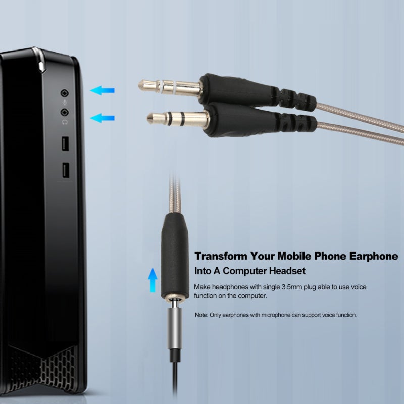 3.5mm Audio Y Splitter Cable 1 Female to 2 Male Converter Earphone Microphone Cord Adapter for Headphone to Desktop Laptop PC - Image 5