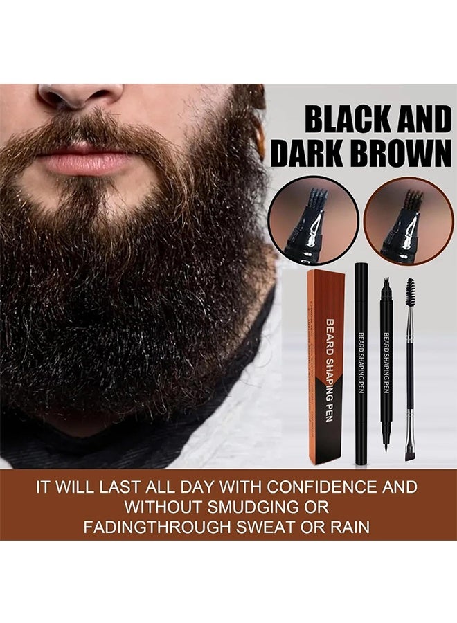 Beard Shaping Pen，Beard Pen, Beard Pencil Filler For Thicker Beards, Dual-Tip Liquid Beard Pen, Waterproof Fork-Tip Beard Filler For Men, Easy Bead Filler Shaper Definer Effective Enhance Facial Hair Mens Grooming Set - Image 5