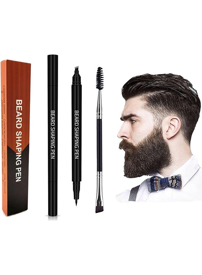Beard Shaping Pen，Beard Pen, Beard Pencil Filler For Thicker Beards, Dual-Tip Liquid Beard Pen, Waterproof Fork-Tip Beard Filler For Men, Easy Bead Filler Shaper Definer Effective Enhance Facial Hair Mens Grooming Set - Image 1