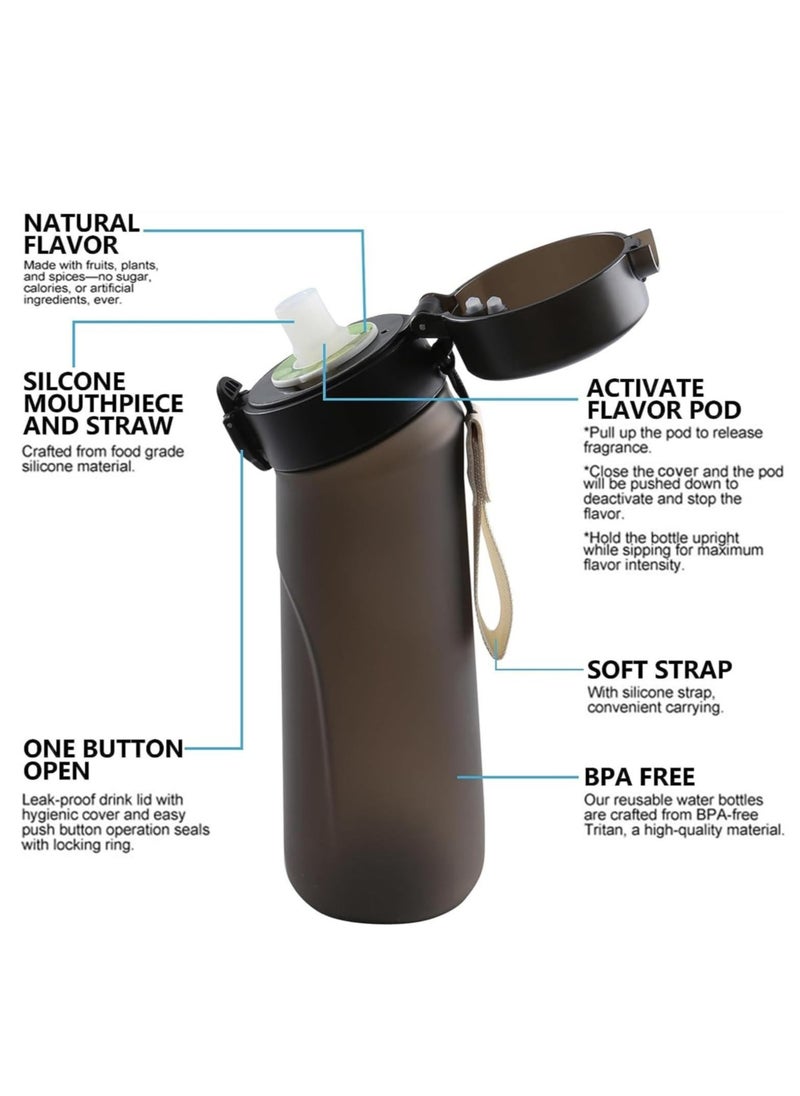 Generic - A1r Up Bottle with 5 Pieces Flavoured Pods, 750ml Air Water Bottle, Scent Up Water Cup Suitable for Outdoor/Sports/Fitness/Fashion, 0 Sugar, 0 Calorie (Purple) - Image 1