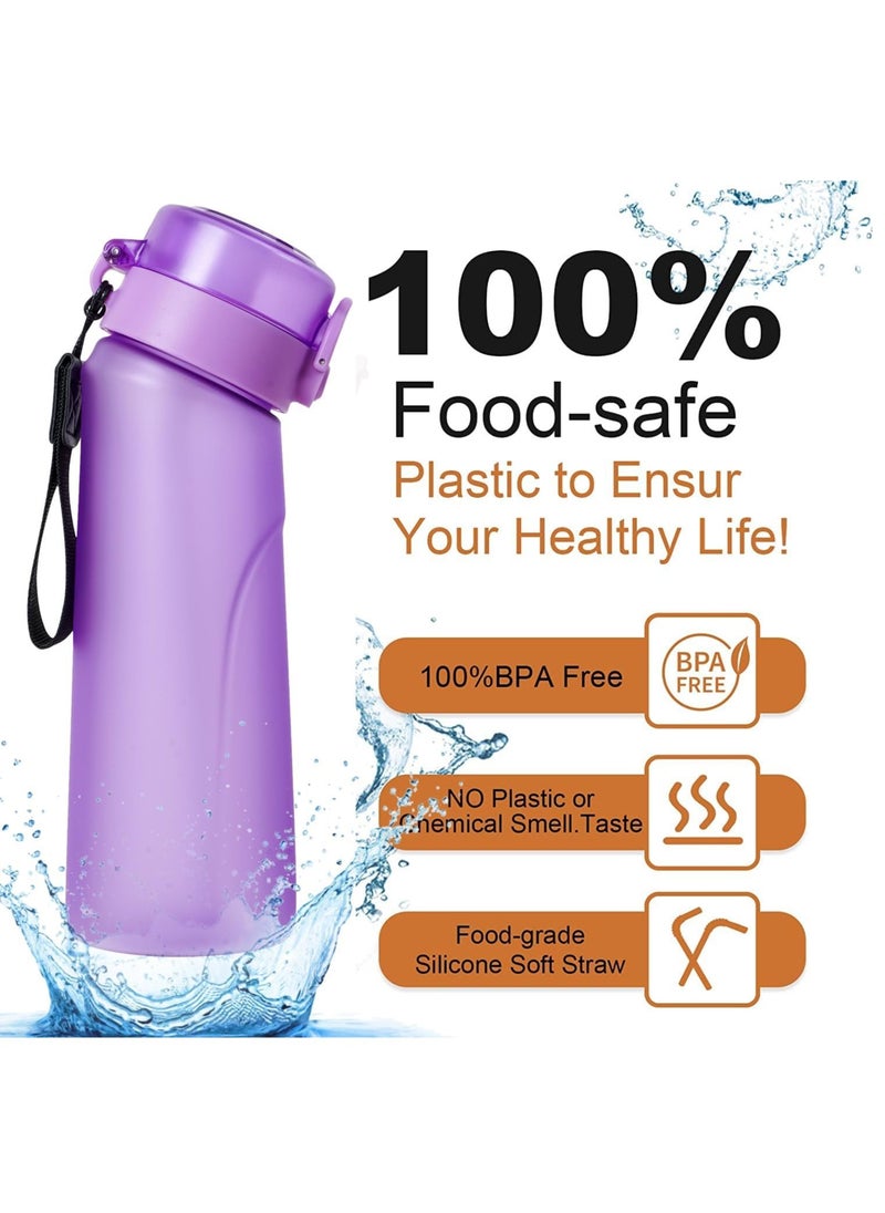 Generic - A1r Up Bottle with 5 Pieces Flavoured Pods, 750ml Air Water Bottle, Scent Up Water Cup Suitable for Outdoor/Sports/Fitness/Fashion, 0 Sugar, 0 Calorie (Purple) - Image 1