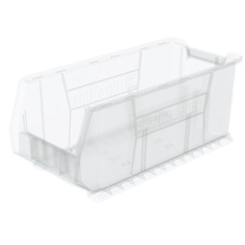 AkroMils 30287 SuperSize AkroBins Plastic Storage Bins SpaceSaving Stackable Bins for Garage Classroom Warehouse Organization 24Inch L x 11Inch W x 10Inch H Clear 4Pack