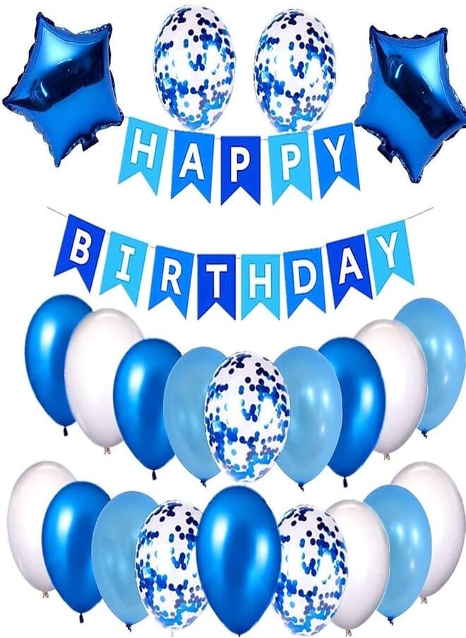 Secret Birthday Decorations Boy,Blue Party Decoration Kit with Happy Birthday Banner 