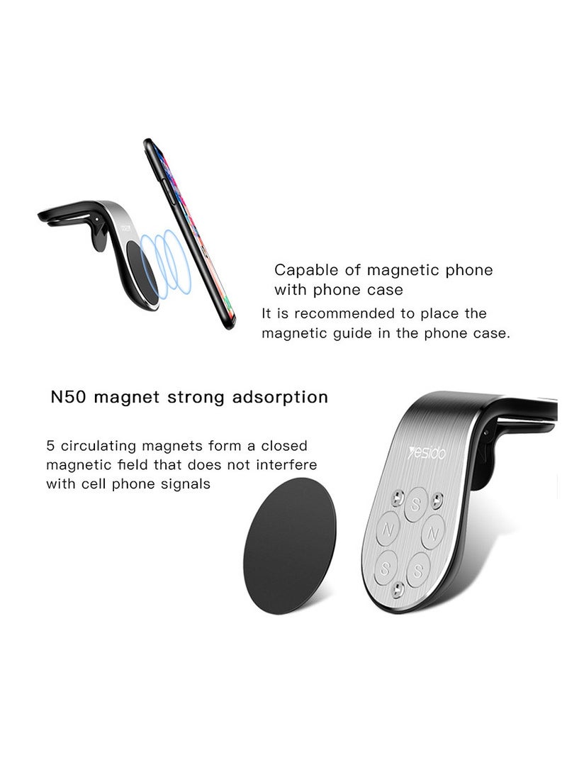 Yesido Magnetic Car Holder L Shape Air Vent Clip, Yesido C64 - Black  - Image 4