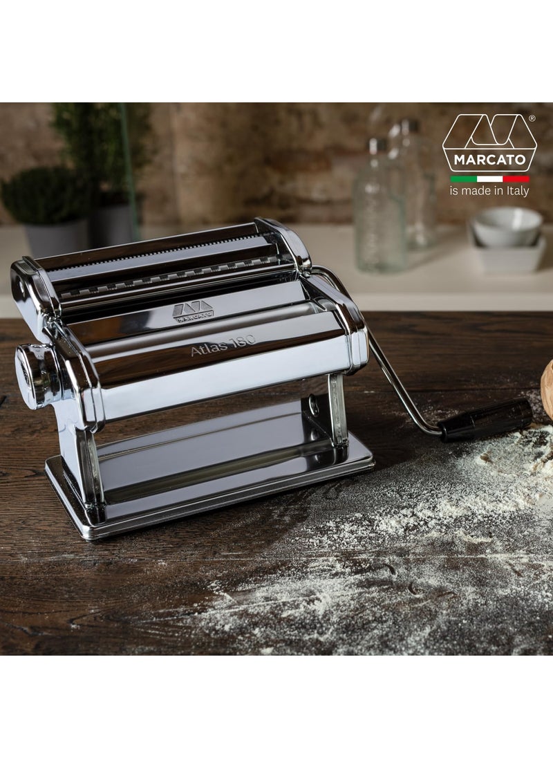MARCATO MARCATO Made in Italy Atlas 180 Classic Manual Pasta Machine Chrome Steel Makes Lasagne Fettuccine  Tagliolini  - Image 2