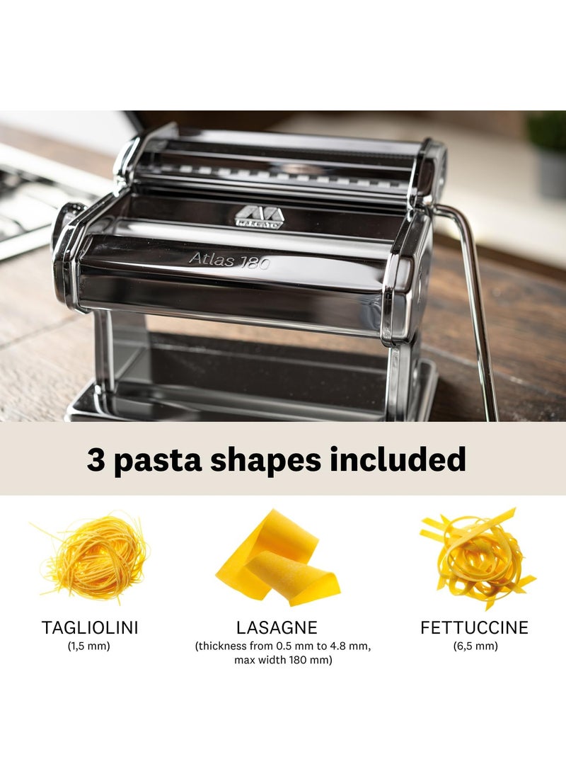 MARCATO MARCATO Made in Italy Atlas 180 Classic Manual Pasta Machine Chrome Steel Makes Lasagne Fettuccine  Tagliolini  - Image 3