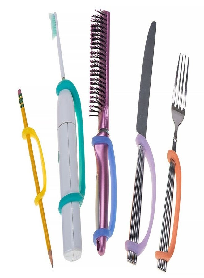 EazyHold Silicone Universal Cuff Aid for Limited Hand Grip, Cerebral Palsy, Therapy, Adaptive Eating Tableware Spoon Fork Holder, Disabled Assistive Equipment (Youth to Adult-5 Pack) - Image 1