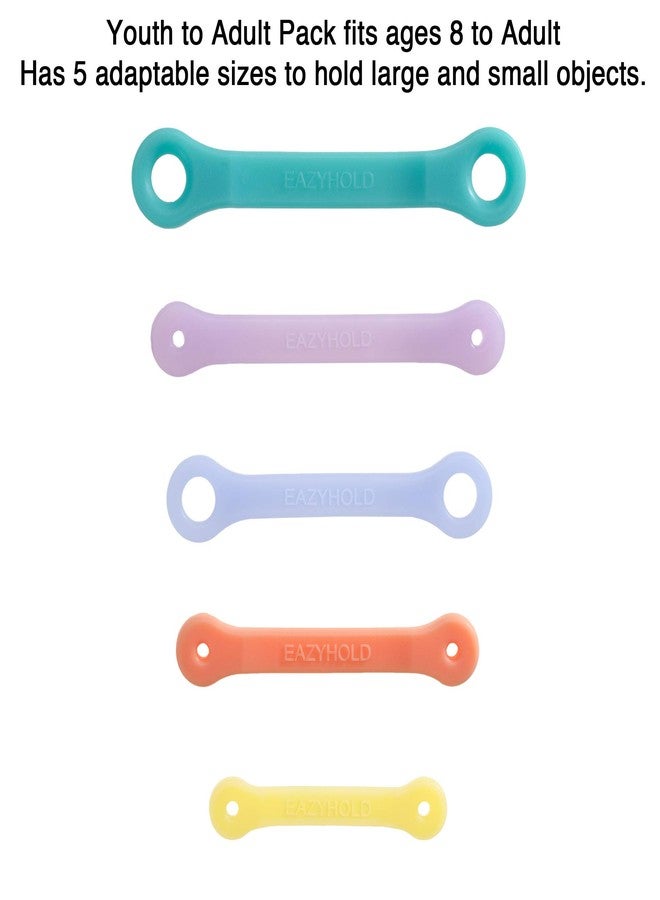 EazyHold Silicone Universal Cuff Aid for Limited Hand Grip, Cerebral Palsy, Therapy, Adaptive Eating Tableware Spoon Fork Holder, Disabled Assistive Equipment (Youth to Adult-5 Pack) - Image 3