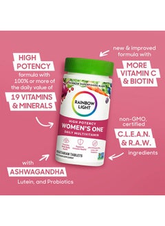 Rainbow Light Womens One Highpotency Daily Multivitamin Womens Multivitamin Provides Highpotency Immune Support With Vitamin C Biotin And Ashwagandha Vegetarian 150 Count  - Image 3