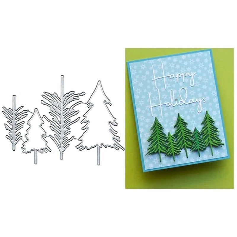 4pcsSet Trees Metal Die Cuts Christmas Trees Metal Cutting Dies Cut Stencils Card Paper Craft DIY Template Metal Cutting Dies Album Embossing Paper Dies for Card Making Scrapbooking