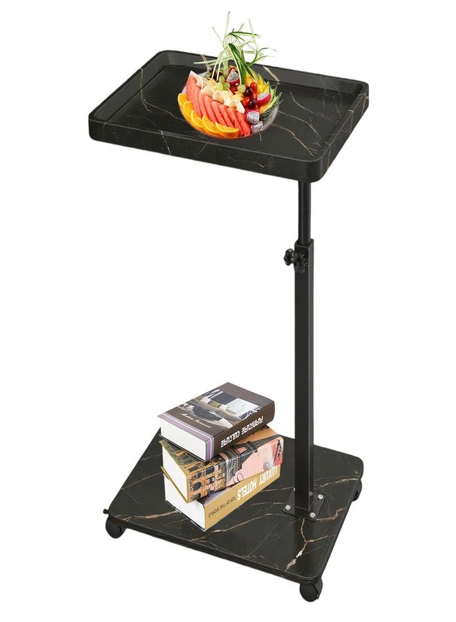 Simcat C Table End Table Adjustable Height, C Shaped Side Table with Wheels, 360° Swivel TV Tray Table, Sofa Side Tables for Small Spaces/Living Room/Bedroom/Bathtub/Hospital - Image 1