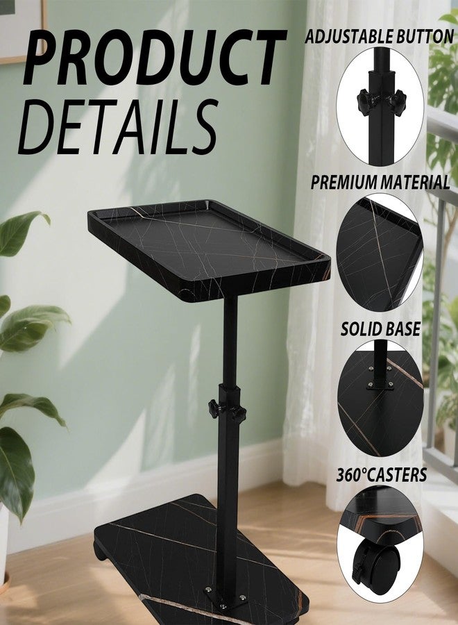 Simcat C Table End Table Adjustable Height, C Shaped Side Table with Wheels, 360° Swivel TV Tray Table, Sofa Side Tables for Small Spaces/Living Room/Bedroom/Bathtub/Hospital - Image 3