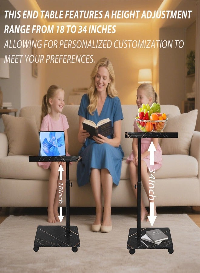 Simcat C Table End Table Adjustable Height, C Shaped Side Table with Wheels, 360° Swivel TV Tray Table, Sofa Side Tables for Small Spaces/Living Room/Bedroom/Bathtub/Hospital - Image 5