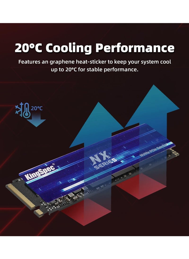KingSpec 512GB M.2 NVMe SSD Gen3x4 – NX Series High-Speed Internal Drive with 3D NAND Flash for PC & Laptop