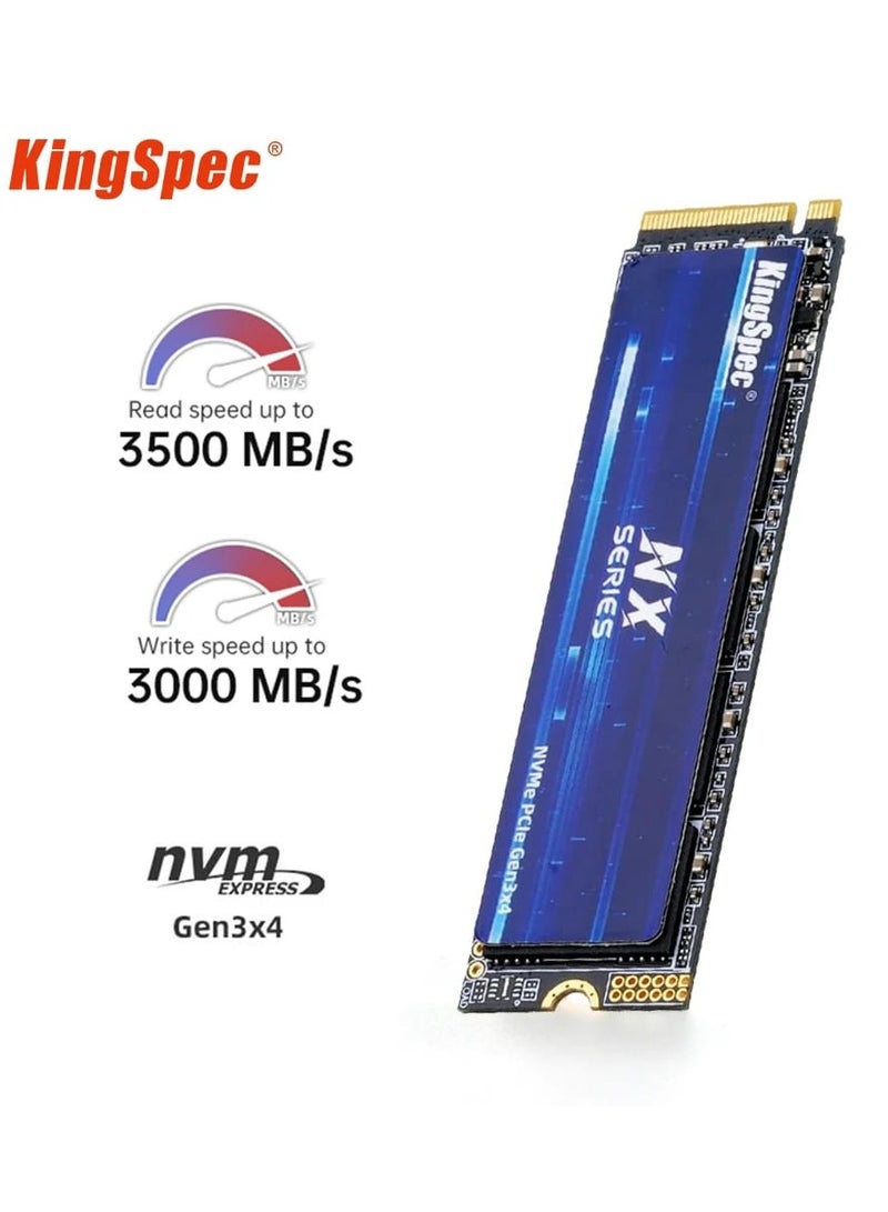كينجس بيك محرك أقراص الحالة الصلبة الداخلي KingSpec NX Series 512GB Gen3x4 NVMe M.2 SSD، ذاكرة فلاش NAND ثلاثية الأبعاد M2 2280، لأجهزة الكمبيوتر المكتبية والمحمولة - Image 1