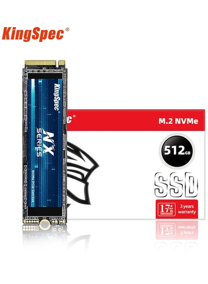 كينجس بيك محرك أقراص الحالة الصلبة الداخلي KingSpec NX Series 512GB Gen3x4 NVMe M.2 SSD، ذاكرة فلاش NAND ثلاثية الأبعاد M2 2280، لأجهزة الكمبيوتر المكتبية والمحمولة - Image 3