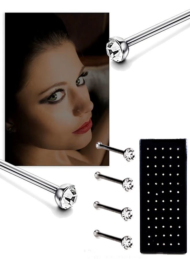 120 PCS stainless steel nose studs, random colors and clear. - Image 2