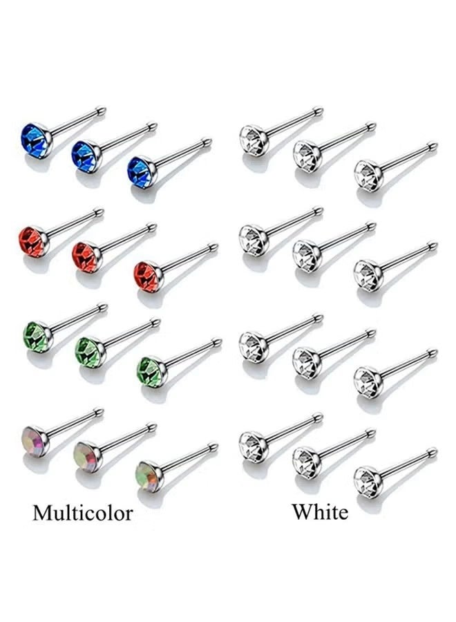 120 PCS stainless steel nose studs, random colors and clear. - Image 5