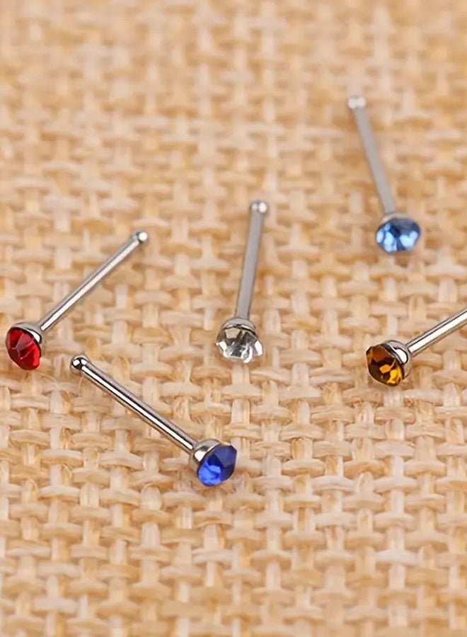 120 PCS stainless steel nose studs, random colors and clear. - Image 3