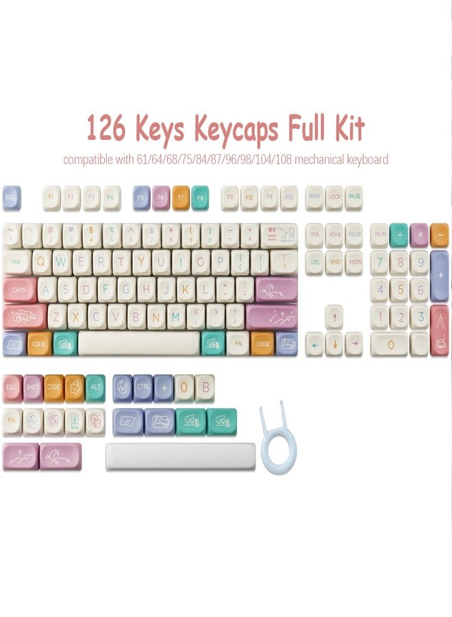 Tsungup Cute Keycaps MOA Profile Keycaps,126 Keys Custom PBT Keycaps 60 65 75 Percent, Dye-Sub White Keycap Set Key Caps Keyboards for Cherry Gateron MX Swithes Mechanical Keyboards - Image 5