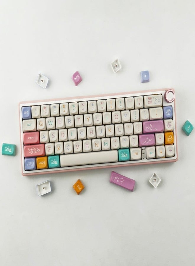 Tsungup Cute Keycaps MOA Profile Keycaps,126 Keys Custom PBT Keycaps 60 65 75 Percent, Dye-Sub White Keycap Set Key Caps Keyboards for Cherry Gateron MX Swithes Mechanical Keyboards - Image 3