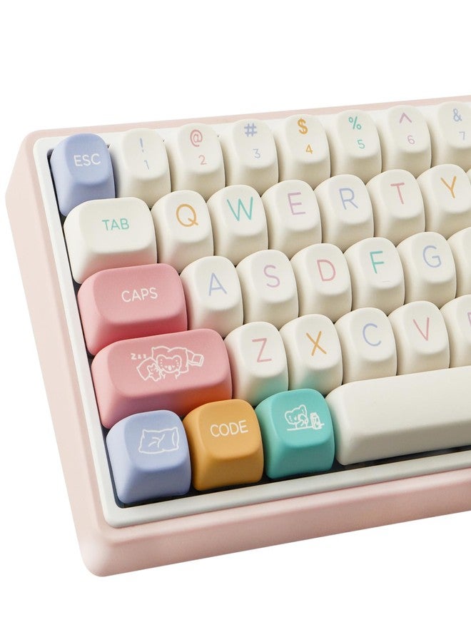 Tsungup Cute Keycaps MOA Profile Keycaps,126 Keys Custom PBT Keycaps 60 65 75 Percent, Dye-Sub White Keycap Set Key Caps Keyboards for Cherry Gateron MX Swithes Mechanical Keyboards - Image 1