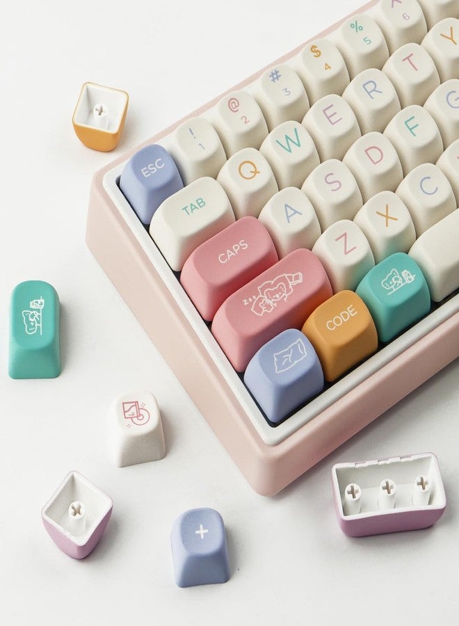 Tsungup Cute Keycaps MOA Profile Keycaps,126 Keys Custom PBT Keycaps 60 65 75 Percent, Dye-Sub White Keycap Set Key Caps Keyboards for Cherry Gateron MX Swithes Mechanical Keyboards - Image 2