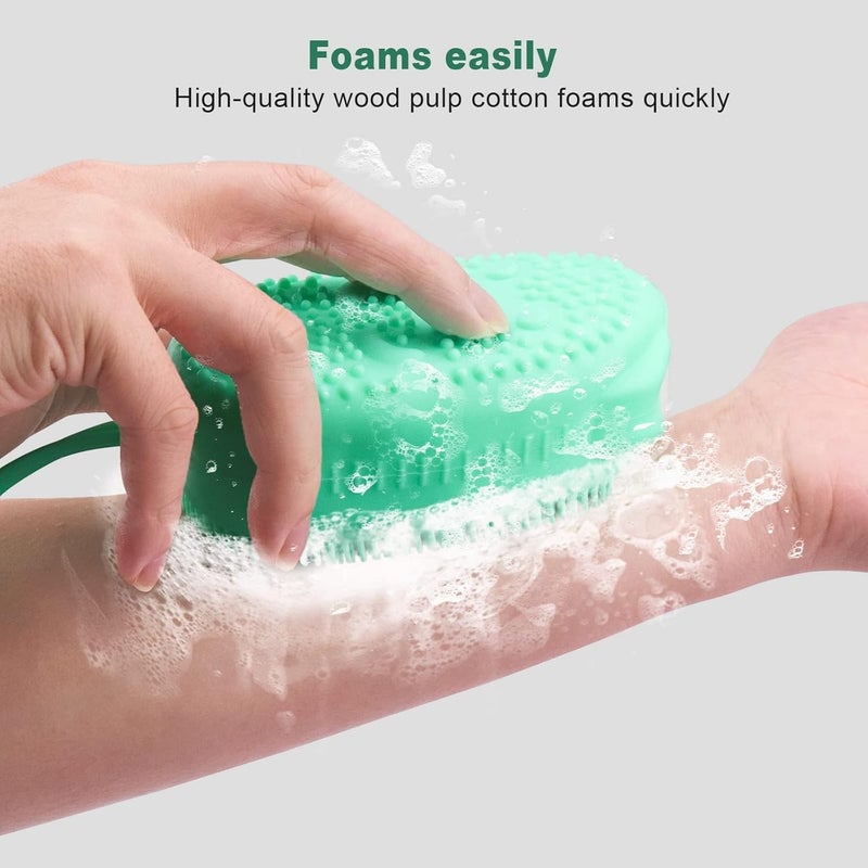 Feelhigh Silicone Shower Brush Silicone Body Brush Shower Scrubber with Added soap Exfoliating Massage Bath Brush Set of 2 Shower Loofah Brush to Deep Cleaning Skin - Image 3