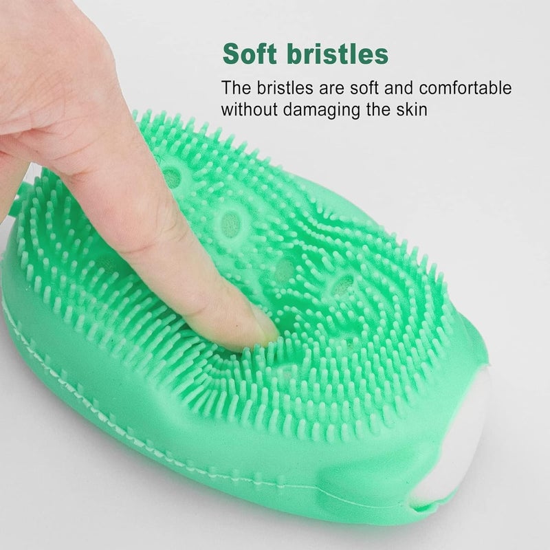 Feelhigh Silicone Shower Brush Silicone Body Brush Shower Scrubber with Added soap Exfoliating Massage Bath Brush Set of 2 Shower Loofah Brush to Deep Cleaning Skin - Image 4