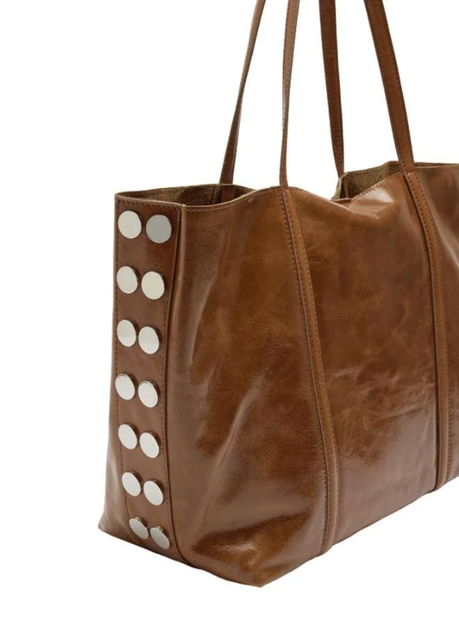 PARFOIS Leather Shopper Bag With Studs