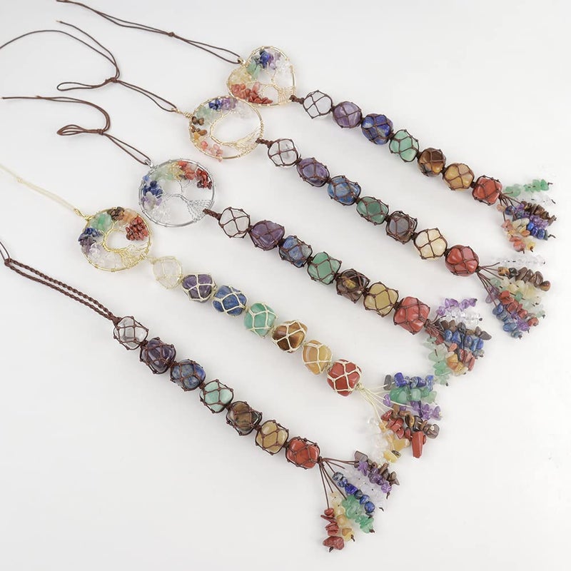 Anjiucc 7 Chakra Stone Healing Crystal Tree of Life Wall Hanging Home Interior Decoration - Image 3