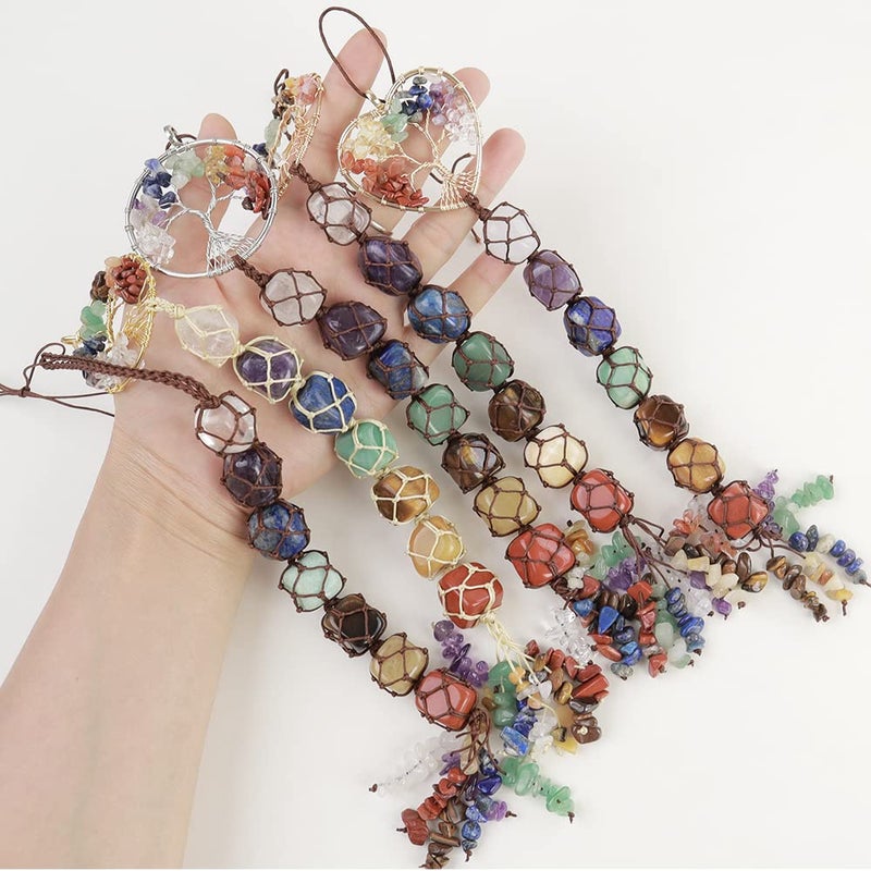 Anjiucc 7 Chakra Stone Healing Crystal Tree of Life Wall Hanging Home Interior Decoration - Image 4
