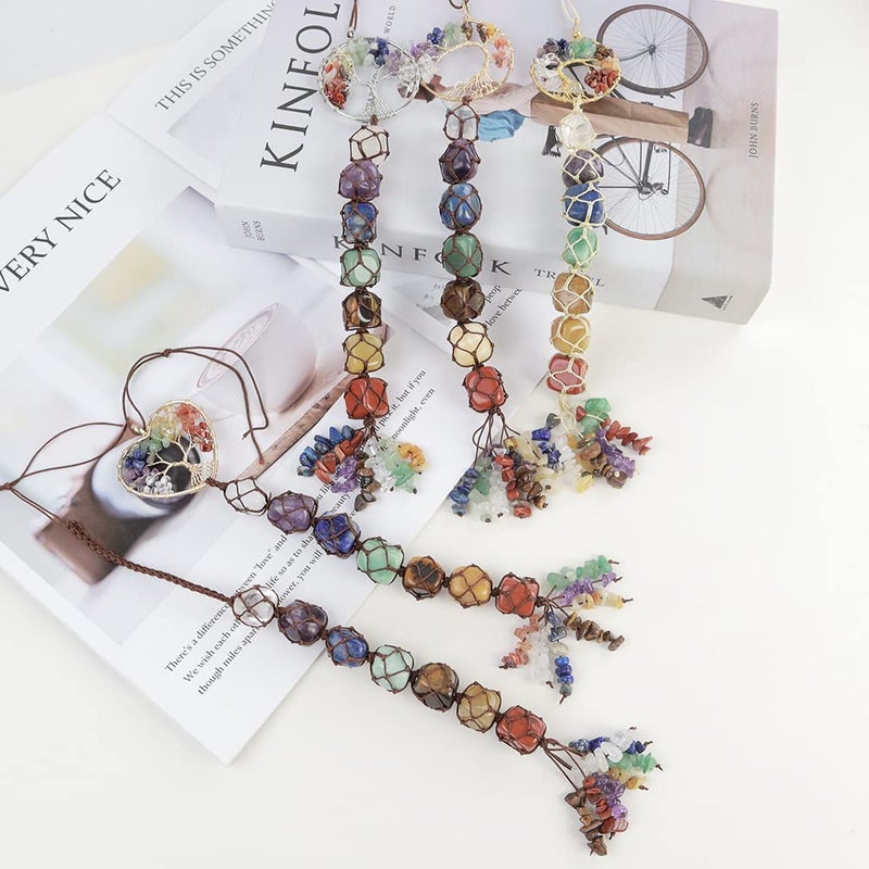 Anjiucc 7 Chakra Stone Healing Crystal Tree of Life Wall Hanging Home Interior Decoration - Image 5
