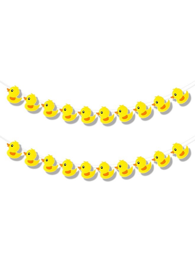 PEUTIER 2pcs Duck Garland Banner, Cute Yellow Duck Photo Backdrop Flag Duck Themed Party Decorations Hanging Birthday Party Decorations Photo Booth Props  - Image 1
