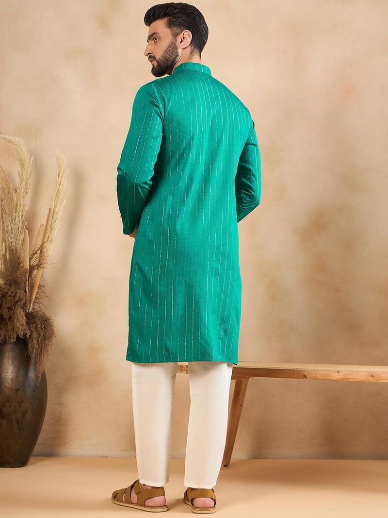 SWAGG INDIA كُرتا عادي مخلوط رايون للرجال بخطوط - Image 4