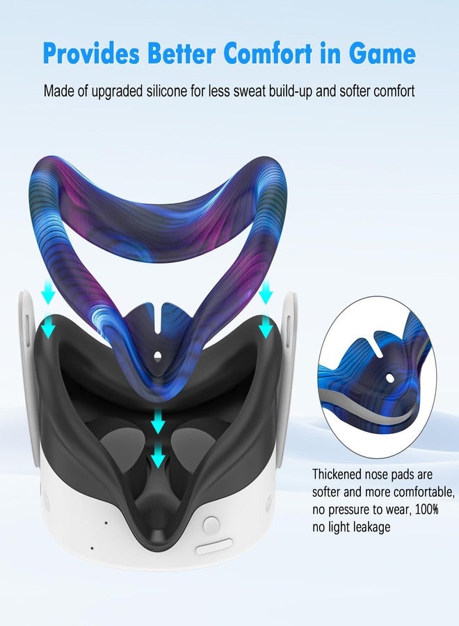 Rechale Silicone Cover Set Compatible with Oculus/Meta Quest 3S, VR Accessories for Meta Quest 3S, Protective Cover Set Includes Controller Grip Cover, Face Cover, VR Shell Cover (Aurora Blue) - Image 5