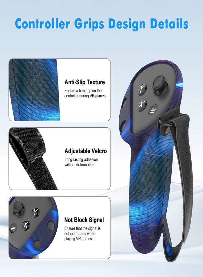 Rechale Silicone Cover Set Compatible with Oculus/Meta Quest 3S, VR Accessories for Meta Quest 3S, Protective Cover Set Includes Controller Grip Cover, Face Cover, VR Shell Cover (Aurora Blue) - Image 3