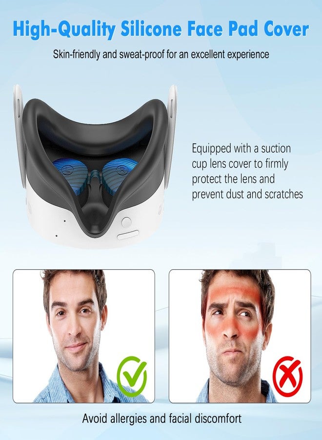 Rechale Silicone Cover Set Compatible with Oculus/Meta Quest 3S, VR Accessories for Meta Quest 3S, Protective Cover Set Includes Controller Grip Cover, Face Cover, VR Shell Cover (Aurora Blue) - Image 4
