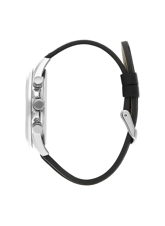 لي كوبر Lee Cooper Men's Quartz Movement Watch, Multi Function Display and Leather Strap - LC07493.377, Black